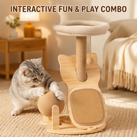 Arbre à chat en sisal tout-en-un : griffoir, lit et jouets rotatifs, durable, sans peluches, gain de place, style mignon, pour usage domestique