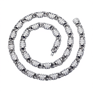 Nuevo Collar de Plata de Ley 925 con Baño de Rodio y Cadena de Cuerda con Moissanita Brillante para Mujer, Estilo Rapero - Product Image 2