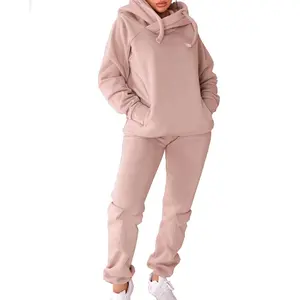 Sweatsuit Sets Women Custom Long Hoodies For Women 2 Piece Pants Set Jogger Cotton Fleece Winter Oversized Hoodie Ladies