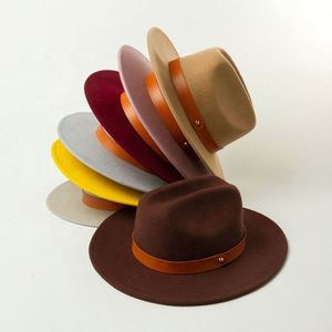 Nuevo Sombrero Fedora de Fieltro de Lana con Decoración de Cuero Estilo Vaquero para Niños y Niñas - Product Image 1