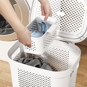 Panier à linge couvert en plastique extra large à roulettes Panier à linge sale simple pour chambre à coucher, salle de bain et salon - Product Image 3