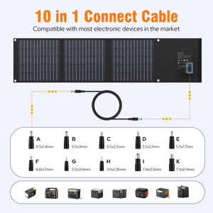80W 18V Portable Tri-Fold Solar Panel with <strong>10</strong> in 1 DC Adapter Kit for Camping RV Outdoor Power Station and 12V Battery Charging - Product Image 2
