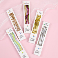 Décoration de Gâteau Joyeux Anniversaire, Topper Galvanisé Vintage, Bougies Courbées en Spirale Ondulée pour Gâteau d'Anniversaire et Décoration de Fête