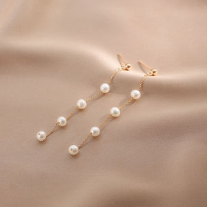 Collar de joyería de perlas nupcial elegante coreano, a la moda de borla pendientes largos, Gargantilla de perlas delicadas para <span class=keywords><strong>mi</strong></span> <span class=keywords><strong>hija</strong></span> - Product Image 6