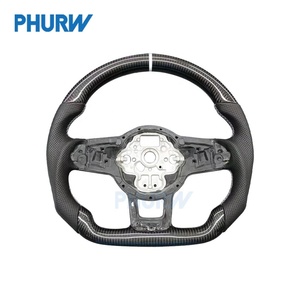 Volants de direction personnalisés PHURW pour voitures, fibre de carbone + cuir, volant de direction pour VW <span class=keywords><strong>Golf</strong></span> <span class=keywords><strong>GTI</strong></span> 7, volant de course automobile - Product Image 1