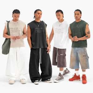 Camiseta personalizada para correr sin mangas para hombre, camiseta sin mangas acanalada de gran tamaño, estilo de punto informal de algodón 100% - Product Image 3