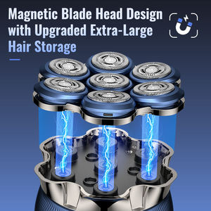 เครื่องโกนหนวดไฟฟ้าแบบพกพาสำหรับผู้ชาย 7 ใบมีด รุ่นมืออาชีพ ใช้โกนเครา ตัดแต่งขน โกนหนวด ล้างทำความสะอาดได้ สำหรับใช้ในบ้าน มาตรฐาน IPX7 - Product Image 5