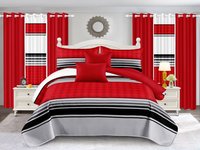 Ensemble de literie 24 pièces personnalisé vendu à l'usine Couvre-lit couette Drap-housse Ensemble de rideaux de salle de bain