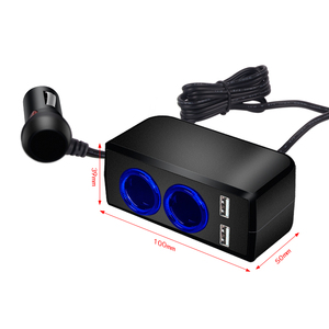 Venta caliente 2.4A Puerto <span class=keywords><strong>USB</strong></span> dual Cargador de carga rápida Negro ABS + PC + Material de PVC 12-24V Dispensador de encendedor de cigarrillos de voltaje - Product Image 2