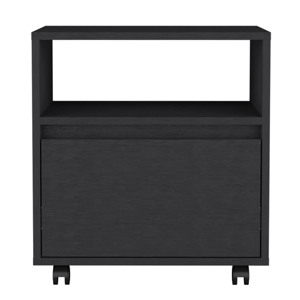 Austin Nightstand Single <b>Drawer</b> Black With Casters Storage <b>Table</b> <b>Side</b> <b>Table</b> - Product Image 2