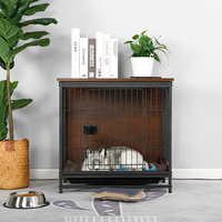 Cage pour Chiens en Gros, Chenil Grand Modèle avec Portes, Maisonnette pour Chiens avec Dessus en Bois et Portes Métalliques