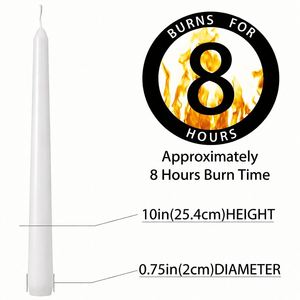 Vela Cónica Blanca de 10 Pulgadas, Sin Goteo, Inodora, Sin Humo, de Parafina con Núcleo de Algodón, de Larga Duración, Puede Quemar Durante 8 Horas - Product Image 2