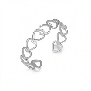 Amy Amy Heart Shape <b>Silver</b> Plated Cuff <b>Bracelet</b> For Women Fashion Jewelry Gift - Product Image 4