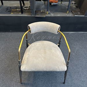 Keynes Customizable Velvet Upholstered Dining Chair Metal Armrest Leisure Chair Wholesale for Home Commercial - Product Image 2