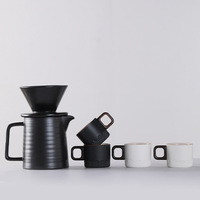 Ensemble de café en céramique pour préparation à la main avec filtre et pot de partage, noir mat et blanc, cafetière 450 ml pour la maison