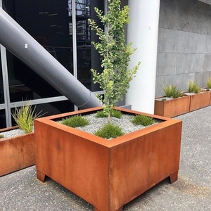 กระถางต้นไม้เหล็กคอร์เทนลายโลหะ สำหรับปลูกต้นไม้ในร่มและกลางแจ้ง  ทำจากเหล็กชุบสังกะสี - Product Image 5