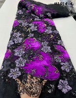 Tissu en velours uni de luxe Mikemaycall avec perles et paillettes brodées pour robes nigérianes sexy