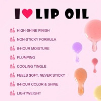 Minyak Bibir Big Wand Lip Glow Oil Private Label dengan Aplikator Besar, Tidak Lengket, Melembapkan, Hasil Akhir Berkilau, Minyak Bibir Berwarna