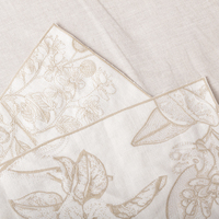 Nappe et serviettes en lin pur brodées de fleurs, haute qualité, prix d'usine, pour table à manger et mariage