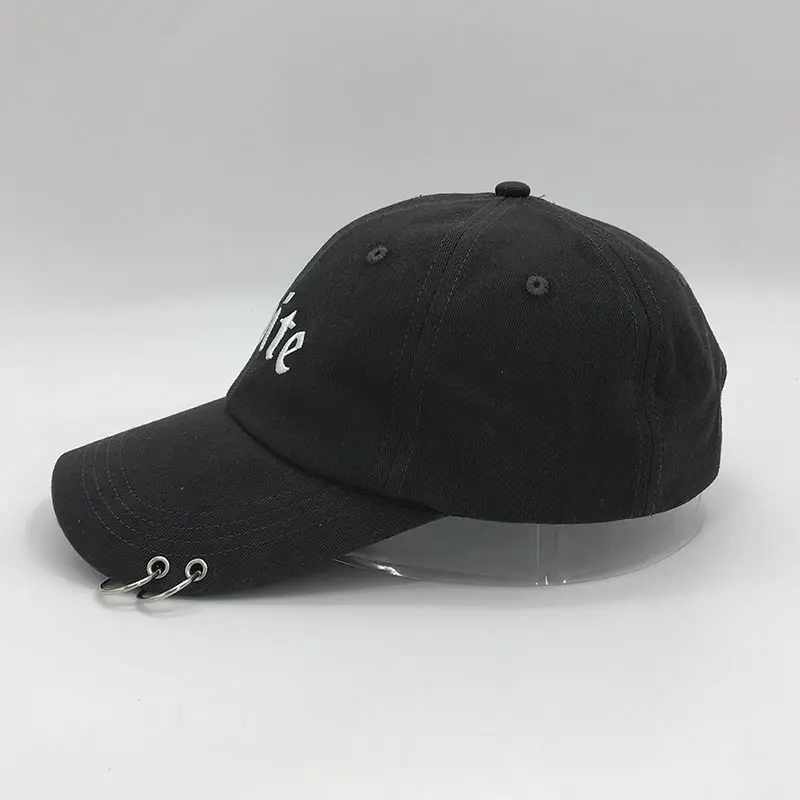 Mode Street Style personnalisé broderie Logo casquettes chapeaux pour femmes été en plein air hommes casquette de Baseball papa chapeau avec anneaux sur le projet de loi