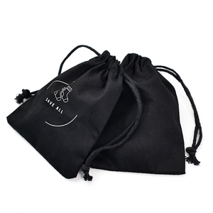 Tùy chỉnh màu đen Bông Vải Lanh dây kéo túi với logo in cho túi xách Hat Cap giày bao bì bụi Pouch - Product Image 4