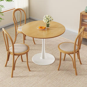 Mesa Redonda Pequeña de Madera Maciza para Recepción, Negociación o Comedor, para Cafetería o Muebles de Sala de Estar - Product Image 4