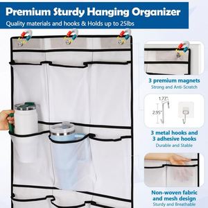 Heavy-Duty Magnetic Cruise Door Organizer, Mesh & Non-woven with Metal <b>Hooks</b>, 15 Pockets for Cruise Cabin Storage Bag - Product Image 3