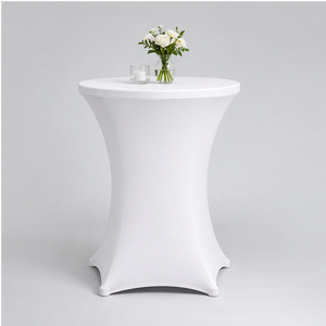 High Quality White Cocktail Spandex Table Cover <b>Round</b> Highboy Stretch Fitted <b>Tablecloth</b> For Hotel Banquet Reception - Product Image 1