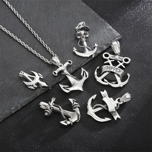 Statement Pirate <b>Necklace</b> Stainless Steel skipper Ship's Anchor <b>Necklaces</b> for Men - Product Image 1