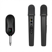Nouvel Arrivage Microphone Condensateur 2-en-1 Echo Treble Bass Universel Portable Sans Fil UHF Rechargeable Cardioïde Anti-bruit Noir