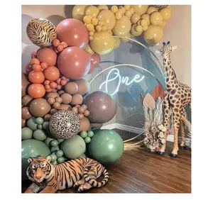 도매 globos 공급 업체 어린이 장난감 행복한 결혼식 생일 파티 장식 정글 동물 라텍스 색종이 조각 파티 풍선 화환