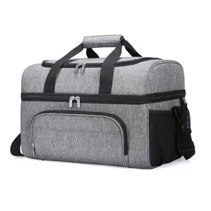 Collapsible Insulated Cooler Bag Leakproof Soft Cooler Portable Double Decker Cooler Tote Lunch Cooler for Work,Trip, Picnic,