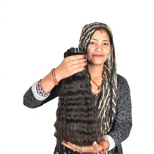Extensiones de cabello humano indio ondulado profundo suelto proveedor Virgen al por mayor sin procesamiento químico - Product Image 1