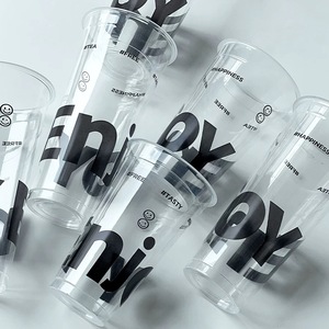 Logotipo personalizado Descartável PP Blister <span class=keywords><strong>Cup</strong></span> com Tampa 90mm Diâmetro Plástico PS para Leite Quente Chá Café Comida Suco de Cerveja