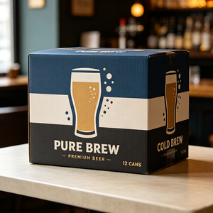 Boîte personnalisée pour bière artisanale Cold Brew, livraison express en 72h, carton ondulé recyclable, emballage papier pour 12 canettes ou bouteilles de vin - Product Image 1