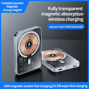 New Mini Transparent Magnetic Wireless 5000mah 10000mah 22.5w Fast Charger Power Bank For 14 13 12 Pro