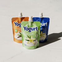 Pochettes Personnalisées de Qualité Alimentaire en Nylon de 100 ml pour Boissons, Yogourt, Jus de Fruits, Forme Unique, Sachet Stérilisable avec Bec Verseur