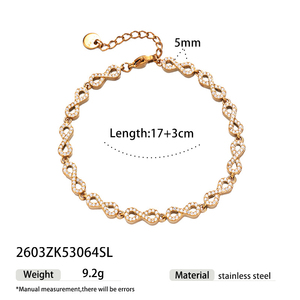 Bracciale Infinity Personalizzato in Acciaio Inox con Cristalli, Gioiello per Coppie, Impermeabile, Antiossidante, con Incisione Personalizzata, Regalo per Donne - Product Image 6