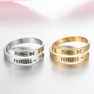 Nueva joyería de anillo de acero inoxidable caliente, soy suficiente, envoltura en espiral grabada, letras ajustables retorcidas, anillo de inspiración - Product Image 3