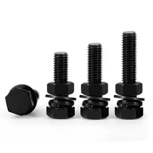 Cao sức mạnh Carbon thép Oxit Đen Mặt bích vận chuyển Bolt Nhà cung cấp Hex lục giác lớp 8.8 ốc vít perno nhà máy bu lông