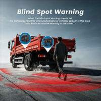 Moniteur de camion à écran tactile HD filaire de 10,1 pouces, caméra de surveillance 4 canaux, détection d'angle mort BSD, écran de voiture