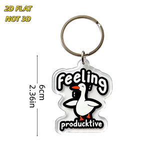 Portachiavi in Acrilico 'Feeling Productive Duck' con Design Divertente e Motivazionale, Ciondolo Trasparente Bifacciale - Product Image 2