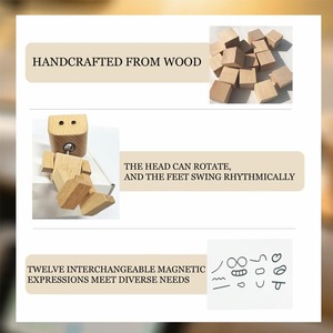 ตุ๊กตาไม้สำหรับเขย่าเท้าตุ๊กตาไม้ที่มีแม่เหล็ก12ชิ้น - Product Image 3