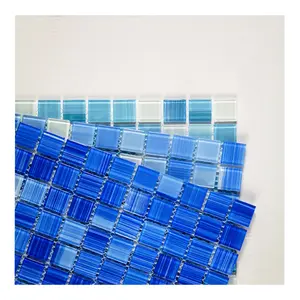 Morden Wall Tiles Glass Mosaic Blue Color Glass Tiles Glass Mosaic Tile For Pool Or Kitchen Wall Decor