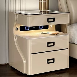 Hiện đại sang trọng thông minh Bàn Cạnh Giường ngủ với đèn LED không dây sạc, an toàn Bluetooth Loa phòng ngủ bằng gỗ lưu trữ đồ nội thất - Product Image 3