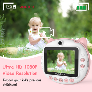 Appareil photo instantané pour enfants <span class=keywords><strong>HelloBaby</strong></span>, le seul écran large de 3,2 pouces au monde, cadeau jouet, appareil photo numérique pour selfie, carte SD - Rose - Product Image 3