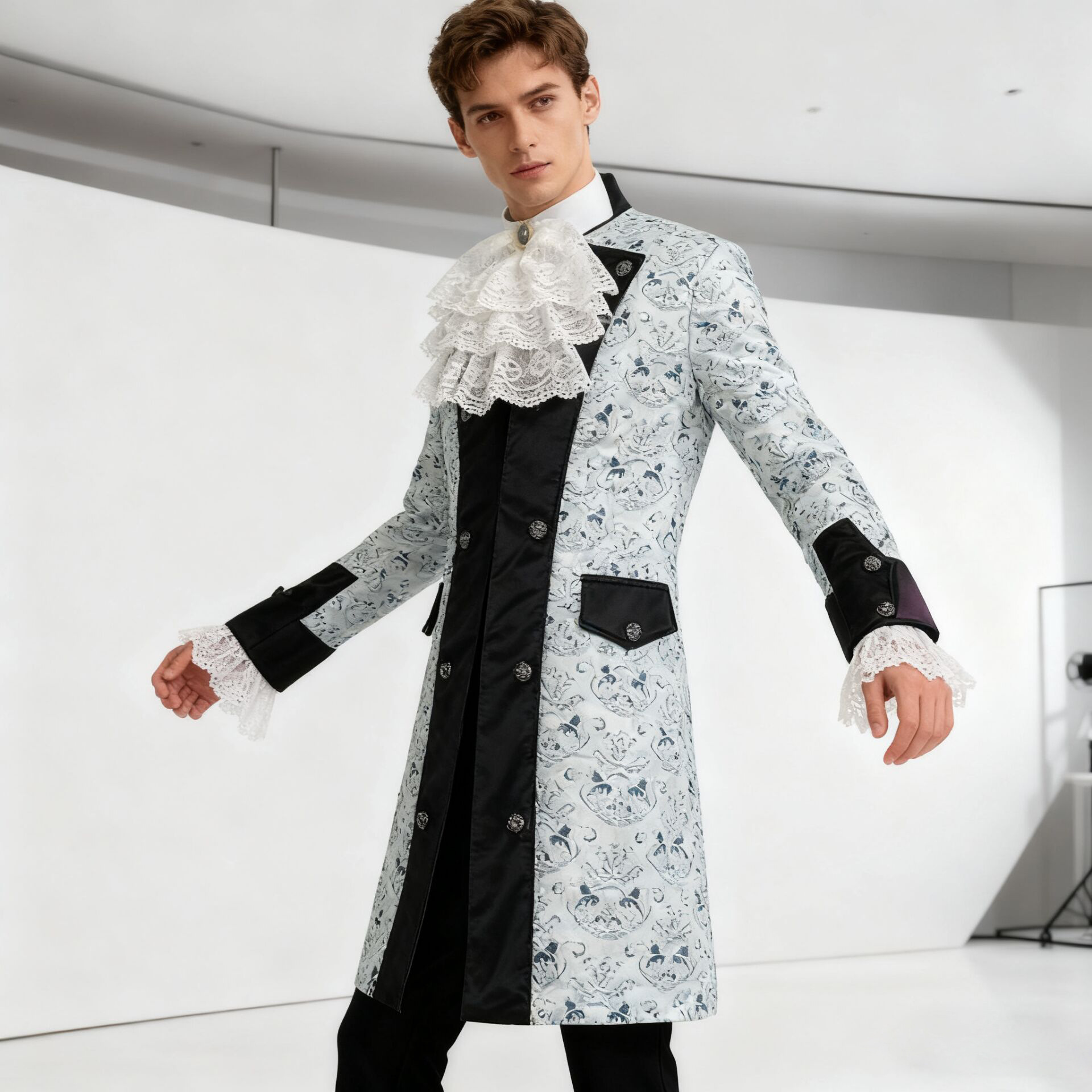 Abrigo traje cuello falso blanco