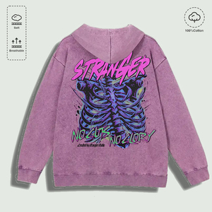 เสื้อฮู้ดกราฟิกหลายสีผ้าฝ้าย100% ล้างแล้ว "กระดูกซี่โครงโครงกระดูกคนแปลกหน้าไม่มีความกล้าไม่มีสง่า" - Product Image 6