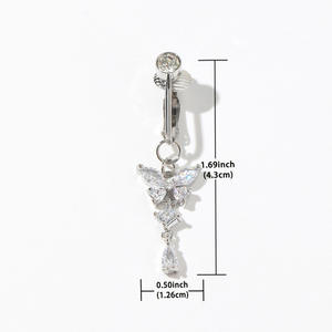 Anillo de <span class=keywords><strong>Ombligo</strong></span> <span class=keywords><strong>Falso</strong></span> sin Perforación, Joyería Corporal con Diseño de Mariposa, Piercing <span class=keywords><strong>Falso</strong></span> para <span class=keywords><strong>Ombligo</strong></span>, Joyería Corporal para Mujer, Superventas - Product Image 3