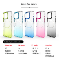 Esthetische Gradient Telefoonhoes voor iPhone 16 15 Pro, Magnetische TPU Cover met Metalen Lensring en Verborgen Impact-Buffer Transparant